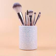 Support de pinceaux de maquillage pailleté - Sac de rangement pour maquillage de dames pailleté rose et noir, grand sac de toilette de voyage, étui à crayons élégant, parfait pour les pinceaux et les produits de beauté essentiels, organisateur de maquillage de voyage | Pour un look brillant | Décoration de salle de bain Organisateur de maquillage d'été Retour à l'école