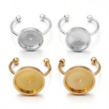 2pcs/Pack Stainless Steel Bezel Setting Rings, Hypoallergenic Rust-Proof DIY Jewelry Ring Base