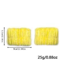 2pcs Multi-Functional Plush Elastic Waterproof Wristbands, Absorbent Sweat Wrist Bands For Sports & Simple Design Bathroom Decor Summer - Yellow - View 2