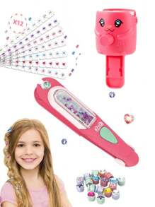 Kit de estampage de bijoux, accessoires pour cheveux brillants pour filles, outil de coiffure avec diamants étincelants réutilisables, jouet cadeau d'anniversaire pour filles de 3 à 12 ans