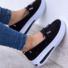 Women Comfort Shoes Soft Moccasin Style Slip Ons For Casual And Work Wear - 黑色 - 查看 1