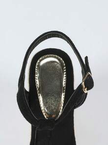 Women's Black Wedge Platform Casual Sandals,Summer Shoes - Black - View 3