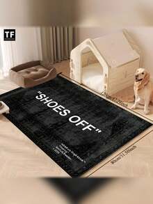 Plush Letter Design, Black & White, Suitable For Kitchen/Living Room, Bedroom Or Study, Study Pad | Bold Contrast Design | Plush Polyester Pad - Multicolor - View 5