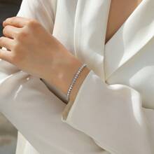1pc 18K Gold Plated S925 Silver Bracelet With Round Moissanite Stones, Full Row Shiny Design, Elegant Luxury Style, Suitable For Evening Party, Holiday Celebration Or Gift Occasion, With GRA Certificate