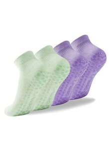 2 Pairs Deefly Women Anti-Slip Ankle Socks, Solid Color Suitable For Home, Hospital, Pregnant Women, Fitness, Pilates, Yoga