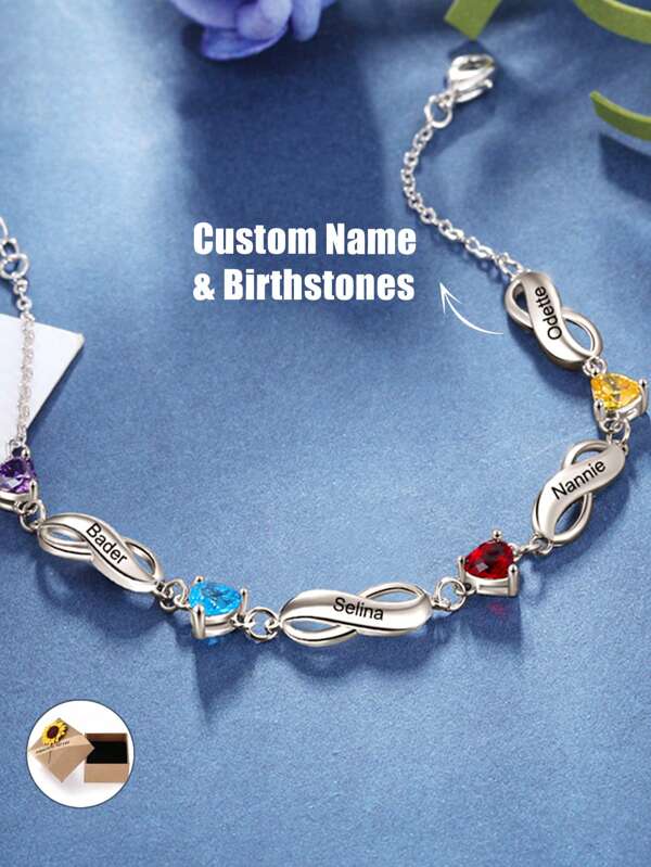 1 Stück personalisiertes Familiengeburtsstein-Armband, ideal als Muttertagsgeschenk, Geburtstag, Jahrestag, Armband-Geschenk für Frauen und Mädchen, Ehefrau, perfekt als Geschenk, für Dates, Partys, täglichen Gebrauch, Verlobung, Hochzeit, Brautschmuck für Frauen, Geburtstaggeschenk für Mutter, Oma, Freundin, Ehefrau