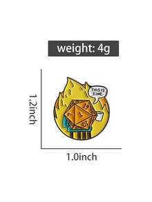 1PC This Is Fine Enamel Pin Cool Adventure RPG Game Dice Metal Brooches Lapel Backpack Badge Fashion Jewelry Gifts For Fans Friends - Multicolor - View 9