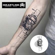 INKARTLINK Serie Divina Tatuaje temporal de patrones de jugos botánicos, tatuaje mágico que dura 15 días, tatuaje semi-permanente, tatuaje falso realista que dura 1-2 semanas - Negro - Ver 3