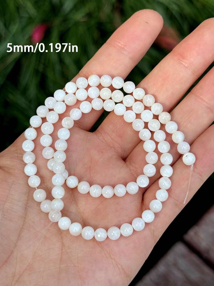 1 pieza Perlas naturales de conchas marinas, cuentas redondas de concha de 3 mm, 4 mm y 5 mm, cuentas espaciadoras redondas de concha para la fabricación de joyas, suministros artesanales para collares, pulseras, anillos y talla grande - Multicolor - Ver 15