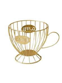 1pc Iron Coffee Capsule Storage Rack, Modern Minimalist Black & Gold Coffee Cup Design With Letter "Coffee", Suitable For Home/Office Capsule Storage, Small Item/Candy Holder, Home Decor, Coffee Shop Display, Photography Prop - Multicolor - View 10
