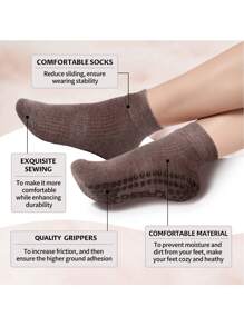 2 Pairs Deefly Women Anti-Slip Ankle Socks, Solid Color Suitable For Home, Hospital, Pregnant Women, Fitness, Pilates, Yoga