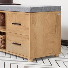 2025-NEW SoBuy FSR148-N Hallway Shoe Bench Cabinet Rack Storage Bench  Removable Seat Cushion2 DrawersNatural - Bildfarbe - View 6