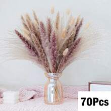 Ramo de hierba de pampa natural, flores secas para jarrón boho, hierba de cola de conejo, flor artificial, arreglo para fiesta de boda - Caqui - Ver 1