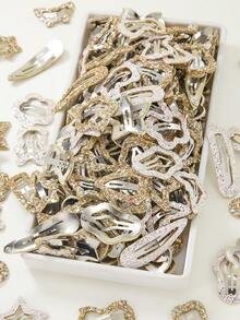 20pcs Girls/Teens Assorted Styles Glitter Star, Heart, Teardrop, Cloud, Bow, Bear Hair Clips, Cute Princess Hair Accessories, Everyday Use - Multicolor - View 7