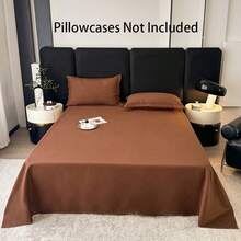 1pc Simple Solid Color Breathable Bedsheet, Children's Single/Twin/Double Bedroom Bedding - A - View 34