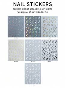 1pc French Star River Nail Stickers Flat Versatile Hot Gold And Silver Star French Nail Stickers, Handmade Nail Decoration, Nail Products, Suitable For/Home/Salon/Company/Mall Nails - Multicolor - View 11