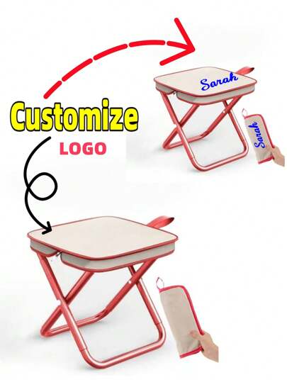 Customizable Foldable Stool, Compact When Folded For Easy Carrying And Storage, Support Customized Logo Or Text On Seat Surface And Storage Bag, Suitable For Personal Use To Leave A Unique Imprint Or As A Corporate Promotional Gift For Friends And Family