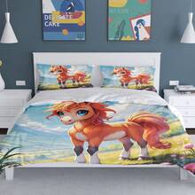 3PCS Customized Cartoon Animal Duvet Cover, Personalized Bedding Set, Children'S Twin Bed Size Duvet Cover, Modern Bedding, Suitable For Boys And Girls To Create A Modern Sleeping Space,Suggest Uploading Clear Images With A Resolution Exceeding 1000 Pixels. - Multicolor - View 3