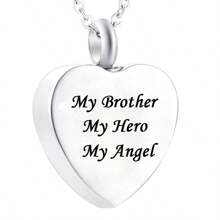 Heart Cremation Jewelry Urn Necklace For Ashes Stainless Steel Memorial Pendant -My Dad My Hero My Angel For Grandpa Grandma Dad Mom Uncle Aunt Brother Sister Daughter Son