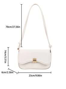 New Fashion Women's Underarm Bag, Shoulder Bag, Personalized Metal Buckle Decor Design, Solid Color PU Material, High-End Crossbody Bag, Suitable For Autumn/Winter, Essential For Outdoor Shopping - White - View 11