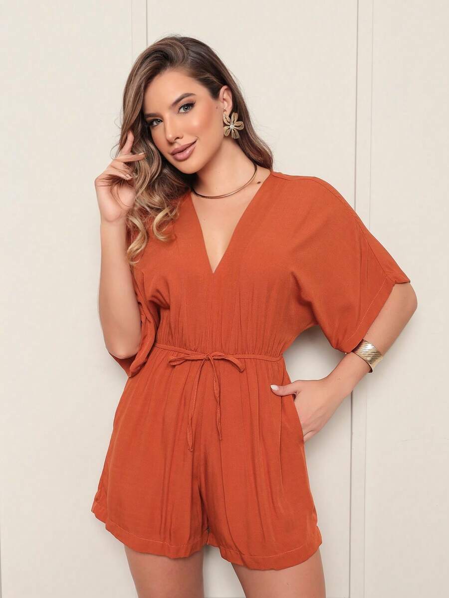 Women's Plain Romper In Viscose Fabric End Of Year Fashion 2025 - 瓦 - 查看 1