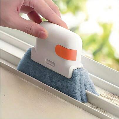 1 escova de limpeza de janelas para janelas e vidros, com esponja de limpeza de vãos, para limpeza de ranhuras, pontos cegos e trilhos