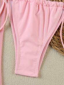 Polovedo Official New Arrival Spring/Summer Elegant Sexy Solid Pink Starfish 3-Piece Bikini Set, Beach Holiday Party Date - Pink - View 5