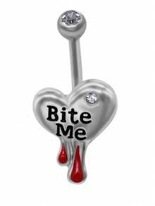 1 Heart-Shaped Navel Ring, Puncture Navel Nail, Navel Accessory, English Letter Navel Ring, Female Body Accessory, Daily Wear, Party Accessory, Accessory - Multicolor - View 3