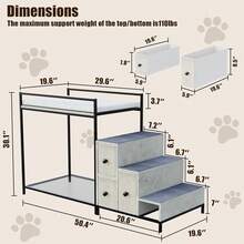 Pet Bunk Bed With Stairs And Storage, Dogs/Cats Window Perch, Bedside Lounge Elevated Dog Bed Multi-Level Platform With Foam Upholstery,Halloween Decor - Xám - Xem 2