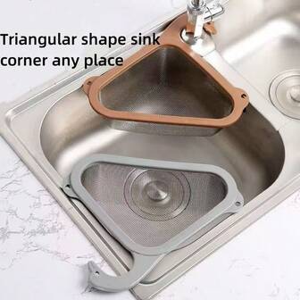 1 件不锈钢水槽过滤器厨房洗碗水槽厨余垃圾排水剩菜米天鹅三角篮