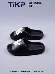 Chanclas casuales para hombres de EVA, diapositivas cómodas y duraderas con estampado de moda, aptas para interiores/exteriores, playas, duchas - Patrón geométrico