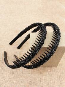 2pcs Women's New Rhinestone Headband, Simple Versatile Non-Slip Hairband For Outdoor Use, Bangs Fixing Hair Accessories, Hair Band, Hair Hoop, Home Beauty Women Accessory Gifts ,Head Piece