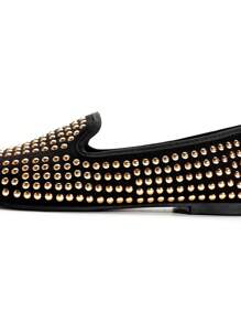 Women's Casual Slip-On Loafers, Covered With Metallic Punk-Style Studs, Breathable Fabric Upper, PU Lining And Insole, Soft Outsole, Comfortable And Durable, Square Toe, Suitable To Pair With Pants, Autumn/Winter New Arrival