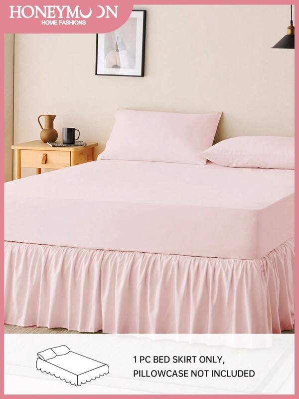 1pc Ruffle Bed Skirt ,15 Inch Drop Easy Fit, Non-Slip Supersoft Coverlet With Platform, Romantic Style