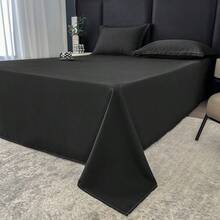 1pc Simple Solid Color Breathable Bedsheet, Children's Single/Twin/Double Bedroom Bedding - A - View 9