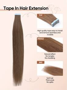 jessie's wig Jessie's 膠片式接髮 真人髮 20片/包 50g 絲滑直髮 漂染金髮 自然外觀 高品質 膠片式接髮 淺棕色 4# - S6 - 查看 3