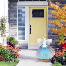 3 Pcs Butterfly Porch Goose Outfits For Cement Goose 23" Lawn Goose Statue Clothes Butterfly Wings Wand Tutu Skirt Spring Plastic Goose Costume For Butterfly Party Yard Outdoor