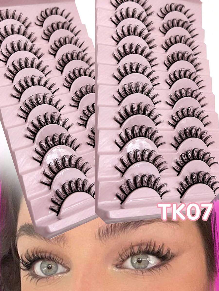 10 Pairs Natural Look Fake Eyelashes, Cartoon Style Daytime Eyelash For Beginners - Fluffy Lashes - View 1