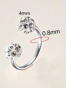 Nooxian 3件套女士不锈钢C形水晶球耳夹耳环 - 銀色 - 查看 6