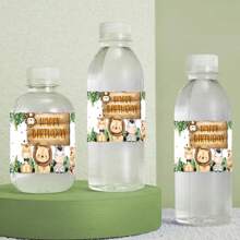 10pcs/20pcs Jungle Animal Theme Water Bottle Labels, Animal Pattern Water Bottle Stickers, Can Be Used For Labeling Beverages, Cans, Cups, Suitable For Birthday, Shower, Engagement, Picnic Party Decorations, Gift Packaging Supplies