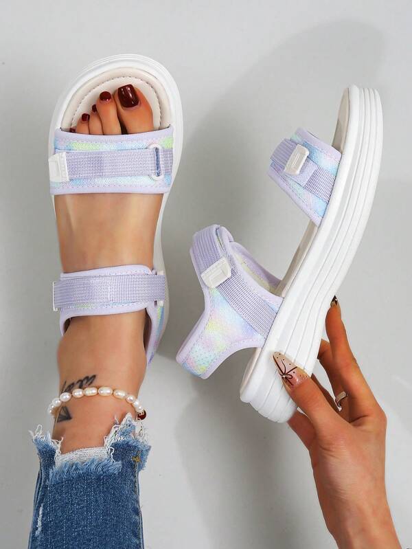 Girl's Sport Sandals - New Fashionable Versatile Chunky Sole Hook & Loop Soft Bottom Roman Beach Shoe, Outdoor Sport Casual Walking