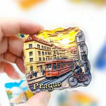 1pc Resin Refrigerator Magnet, Poland, Austria, Czech Landmarks Of Krakow, Hallstatt, Prague, Travel Souvenir, Home Decor Magnets For Bedroom, Kitchen, Wall, Creative Gift