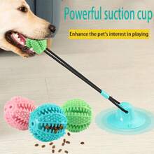 Pelota interactiva con ventosa para morder mascotas - Hecha de goma termoplástica, alimentación lenta con función de limpieza dental, apta para perros de todos los tamaños, sin batería requerida