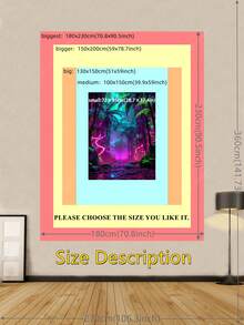 لوحة جدارية تفاعلية مع الأشعة فوق البنفسجية بتصميم الغابة النيونية، فنون رقمية مضيئة بألوان البنفسجي والوردي، ديكور غامض ضبابي، لوحة فنية حديثة لغرفة النوم وغرفة المعيشة والألعاب الإلكترونية، مناسبة لهواة التقنية