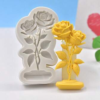 1 pieza Molde de silicona con relieve de flor de rosa