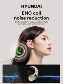 HYUNDAI Écouteurs Bluetooth HYUNDAI Vogbuds 5Pro avec assistant IA, style tour d'oreille, audio stéréo dynamique haute qualité, affichage du niveau de batterie, compagnon de conversation IA intégré, audio directionnel, annulation de bruit ENC, longue autonomie, écouteurs sans fil compatibles avec les smartphones et les ordinateurs pour les sports et les