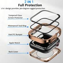 Apple Watch Case Cover, Apple Watch Screen Protector, 2 In 1 Apple Watch Case, 1pc 2 In 1 Case Compatible With Apple Watch Series 4 5 6 7 8 9 10 SE SE2 Ultra With Built-In Screen Protector, Straight Edge Hard PC Full Body Protective Cover For Apple Watch 40/41/42/44/45/46mm
