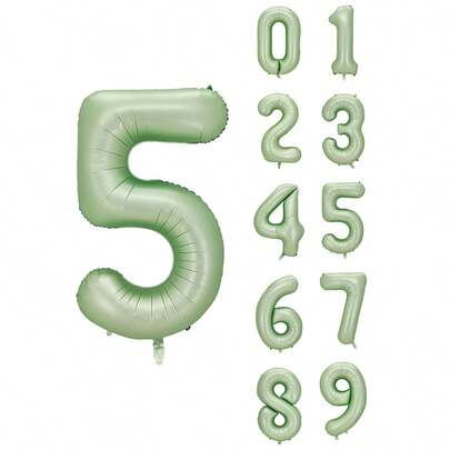 1 个 32 英寸橄榄绿色数字气球，生日快乐派对气球，1 岁生日装饰铝箔气球