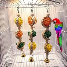 3pcs Natural Hand-Made Rattan Ball String Bird Toy Parrot Toy Suitable For Birds To Relax From High Grinding Toy Basaltic Turtle Turtle Spring And Summer Attraction Toy Bird Cage Decoration Clean Bird Teeth Can Be Easy To Install DIY Bird Toy Long-Term Use Color Random