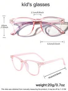 1副男女通用儿童及青少年方形亚克力经典珠光光学眼镜，适合日常佩戴 - 粉色 - 查看 5